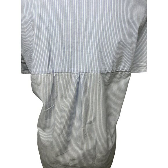 Zara Women's Light Blue & White Striped Button-Down Short Sleeve Shirt Tall M - Picture 7 of 9
